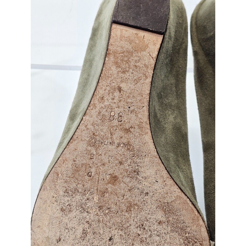 TRA MAD RKE 38 Suede Slip On Mule Wedge Heels Bow Detail Comfort Shoes GUC - Picture 10 of 10